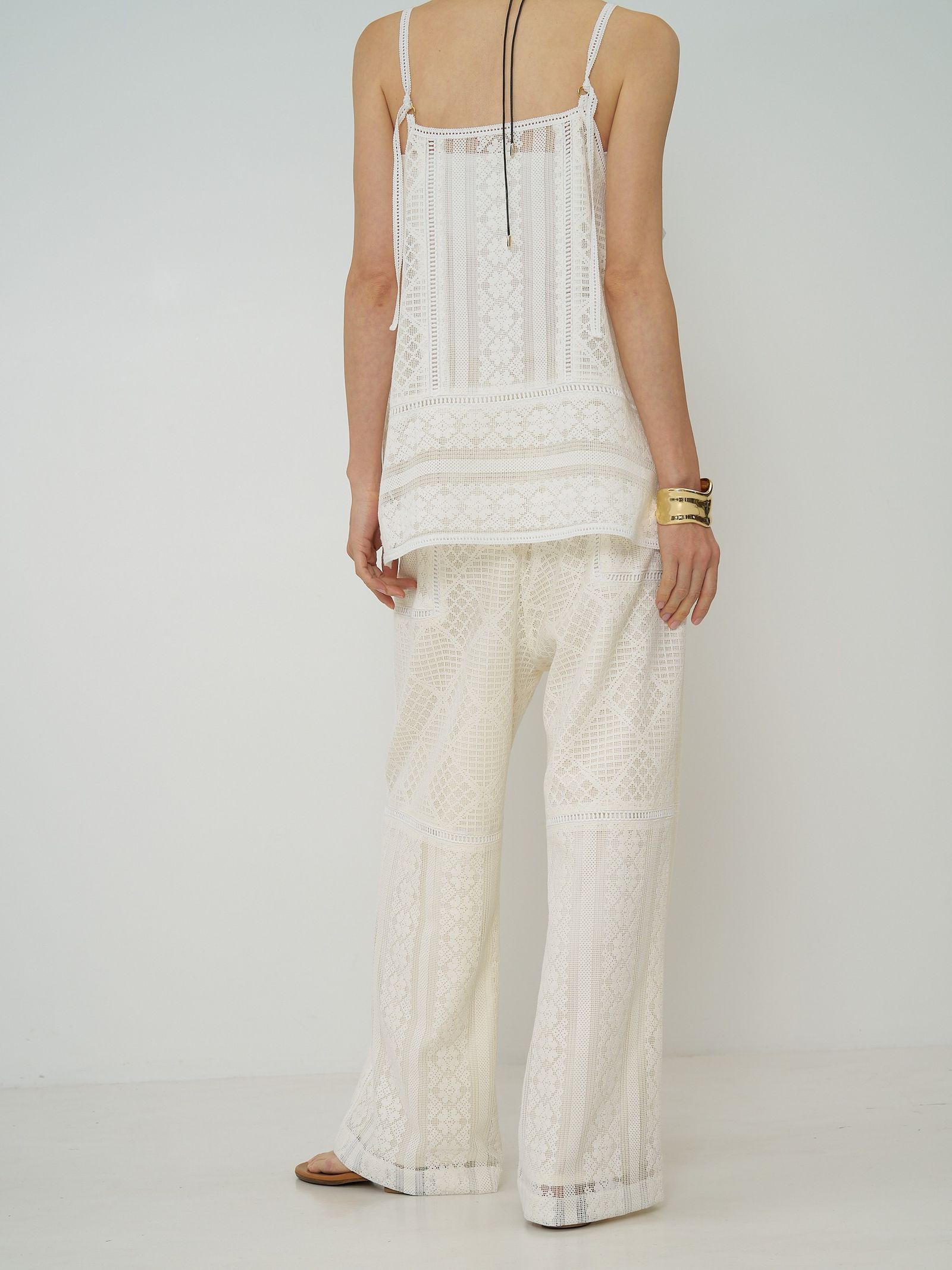 [1861-050BZ] パッチワークレースキャミソール オフホワイト