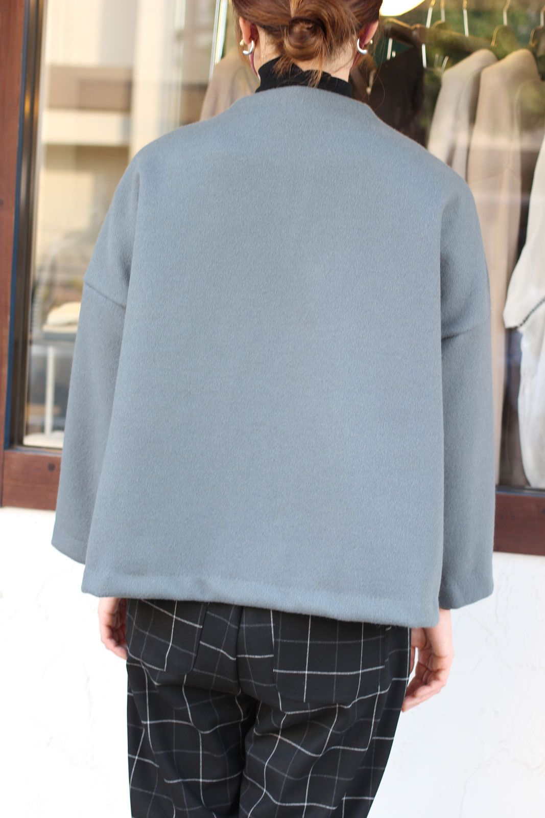 ニットメルトンショートコート スモーキーブルー