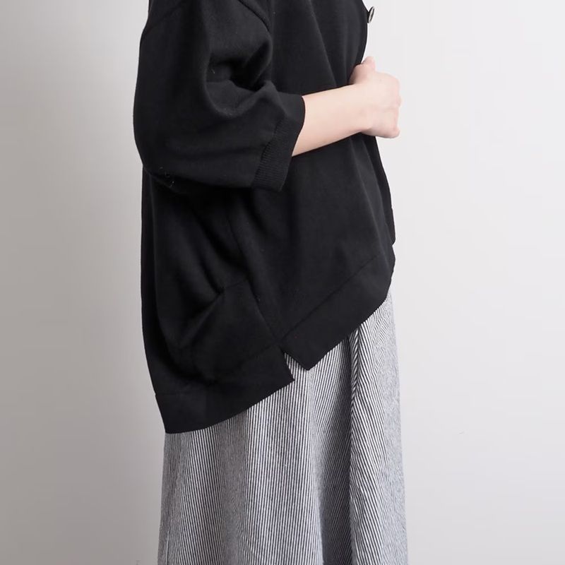 綿レーヨンシルクタックカーディガン ブラック