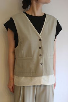 [4653-341MK] レイヤーベスト ベージュ