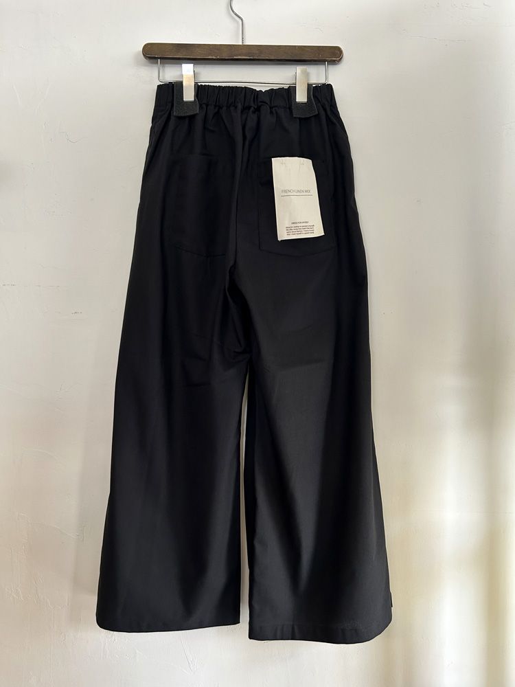 フレンチリネンワイドパンツ ブラック