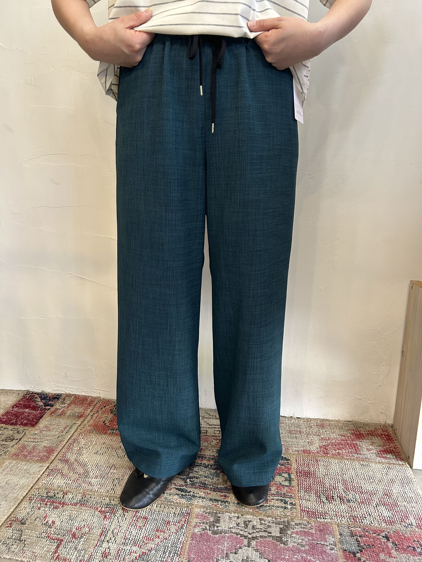 Reflaxキャンバスセミワイドパンツ ダークグリーン