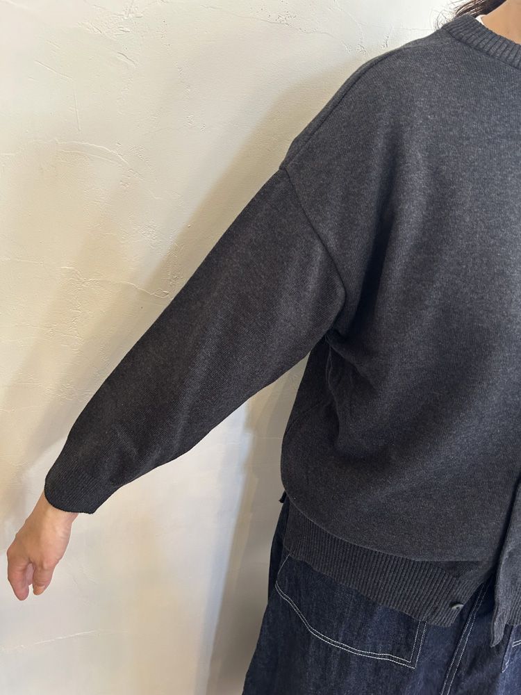 Hidamari cotton 2WAYニットカーデ チャコール杢