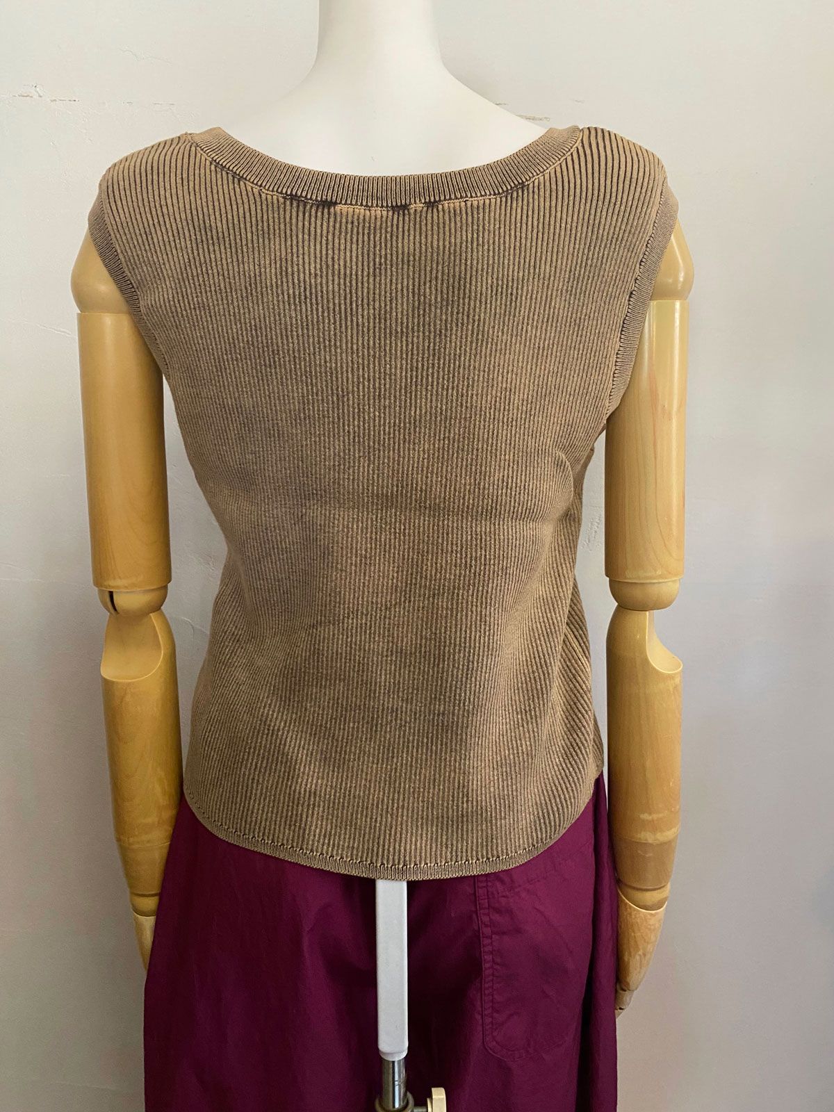 コットンリブ ストーンウォッシュ タンク ブラウン