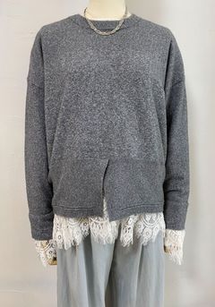 カシミアタッチレースドッキングニット ライトグレー