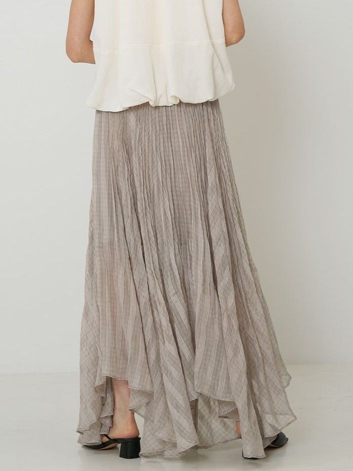 [2961-029MK] シアーチェックプリーツSK グリーン