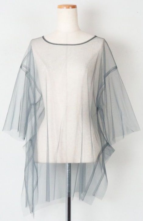 2WAYリーフフォトプリントレイヤードTシャツ チャコールグレー