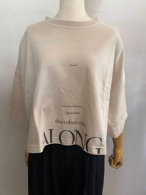 ピグメント製品染め オーバーロゴT オフベージュ