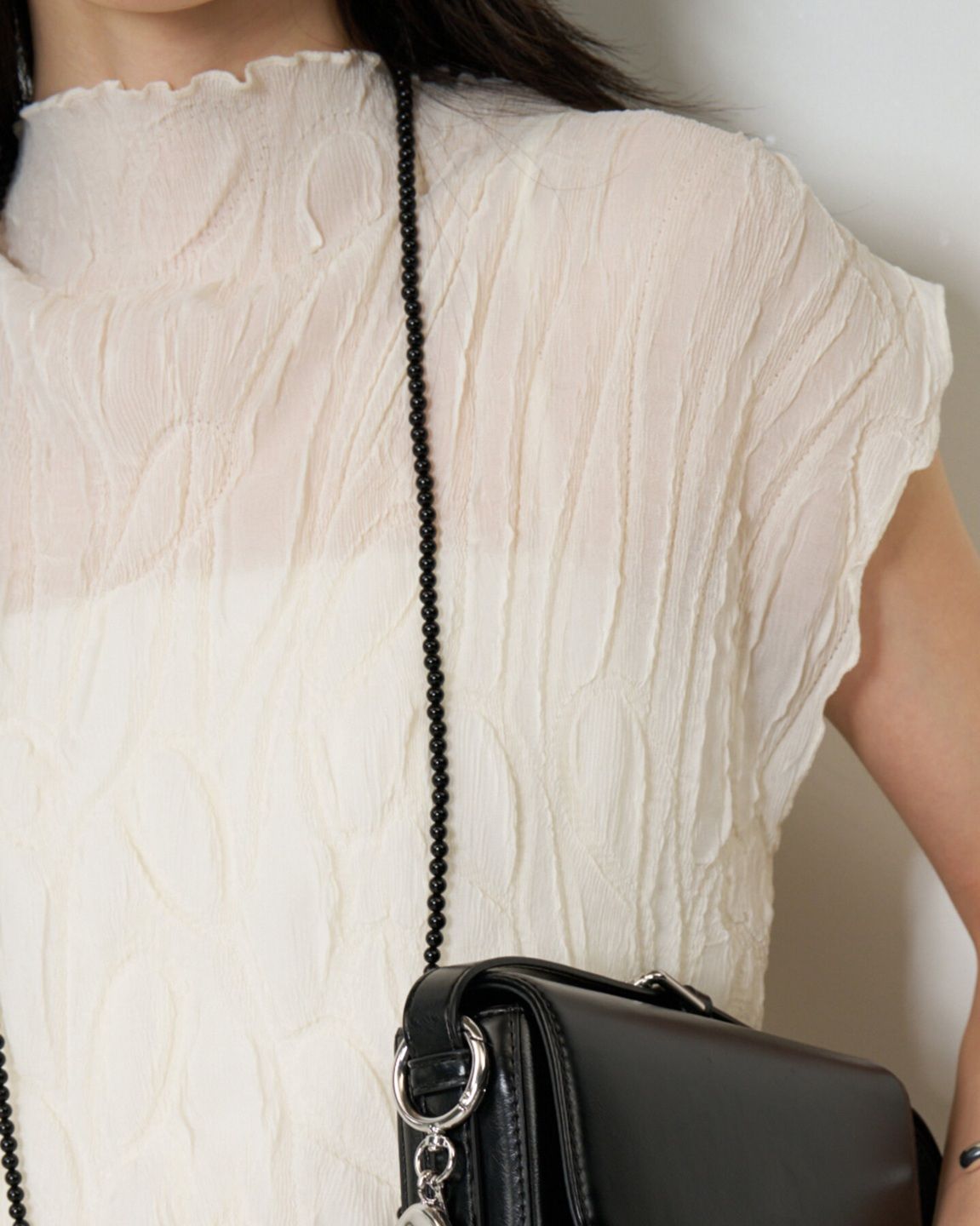 [8563-689BT] モチーフリンクルフレンチPO アイボリー