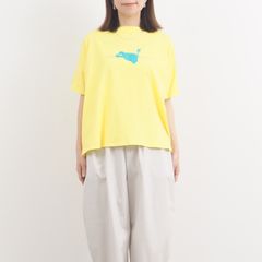 ナチュラルソフト天竺くつろぎちゃんプリントシャツ レモンイエローグリーン