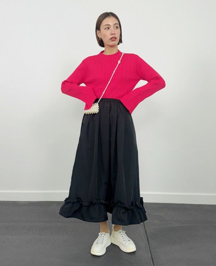 神戸・山の手スカート 裾フリルスカート マキシ ブラック