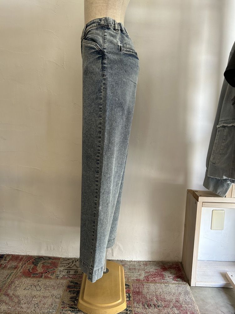 接触冷感ワイドデニムパンツ ブリーチ