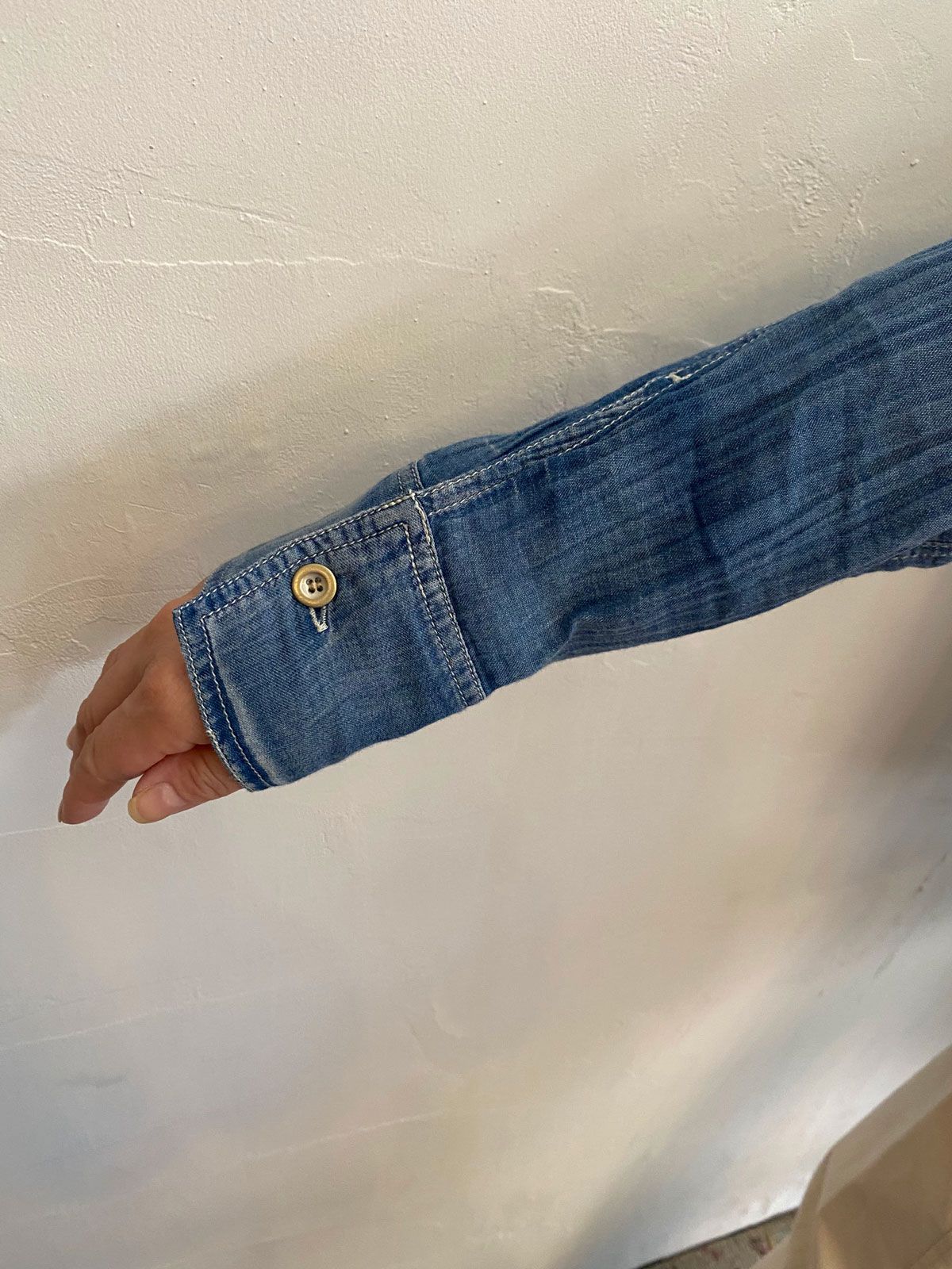 SHEER DENIM OVERSHIRT ライトブルー