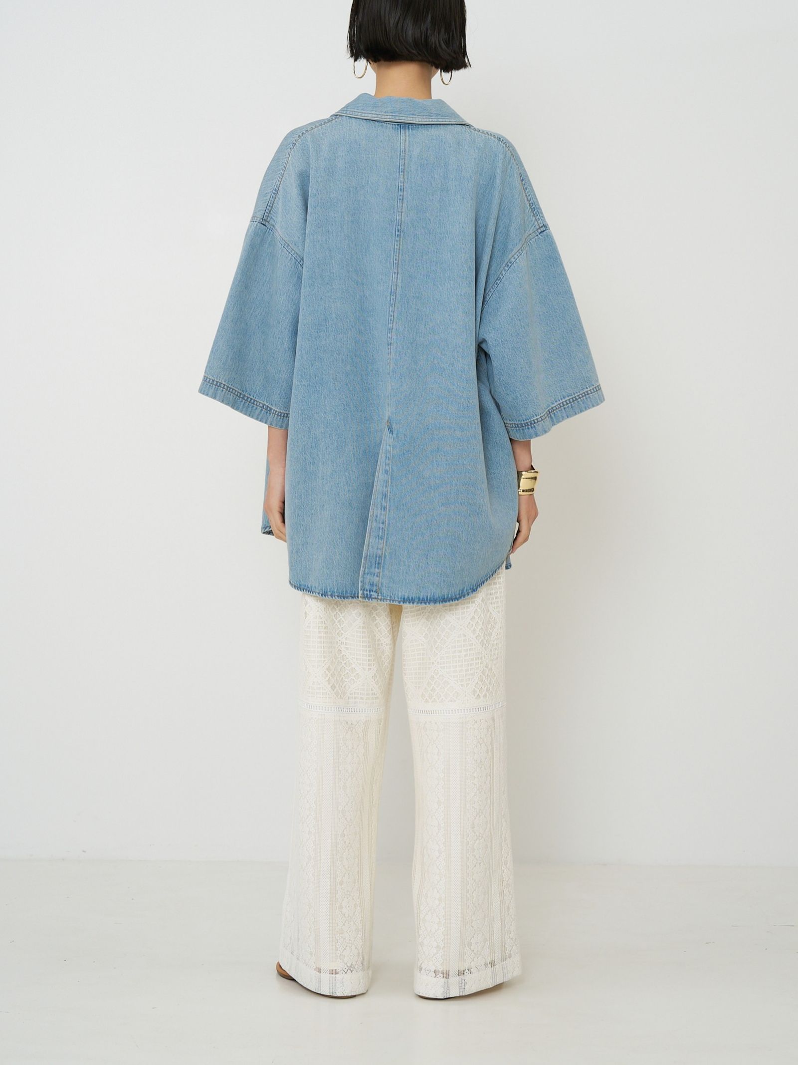 [4861-041BT] ハーフスリーブデニムJK ライトブルー