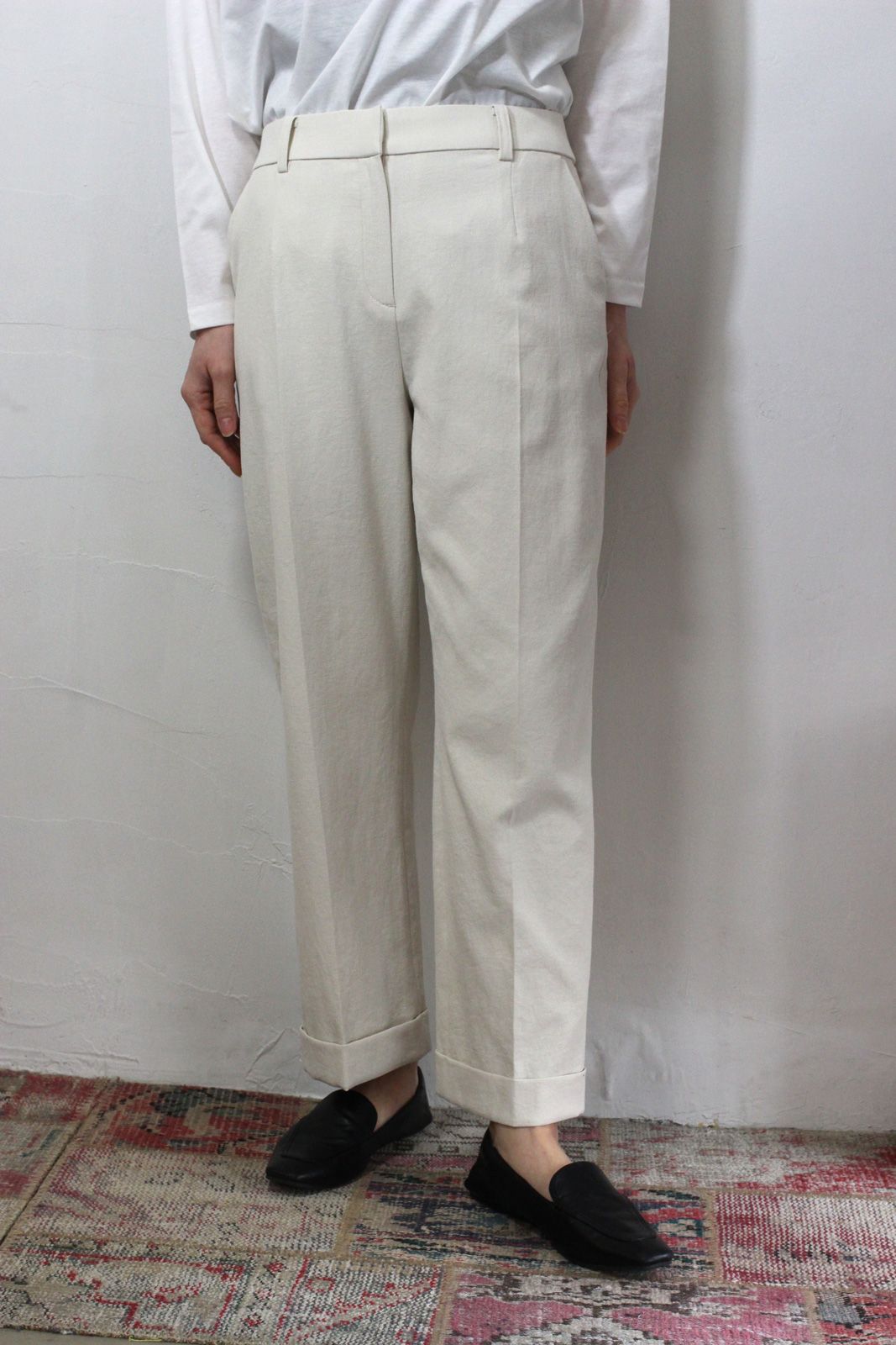 テーパードワイドパンツ ネイビー