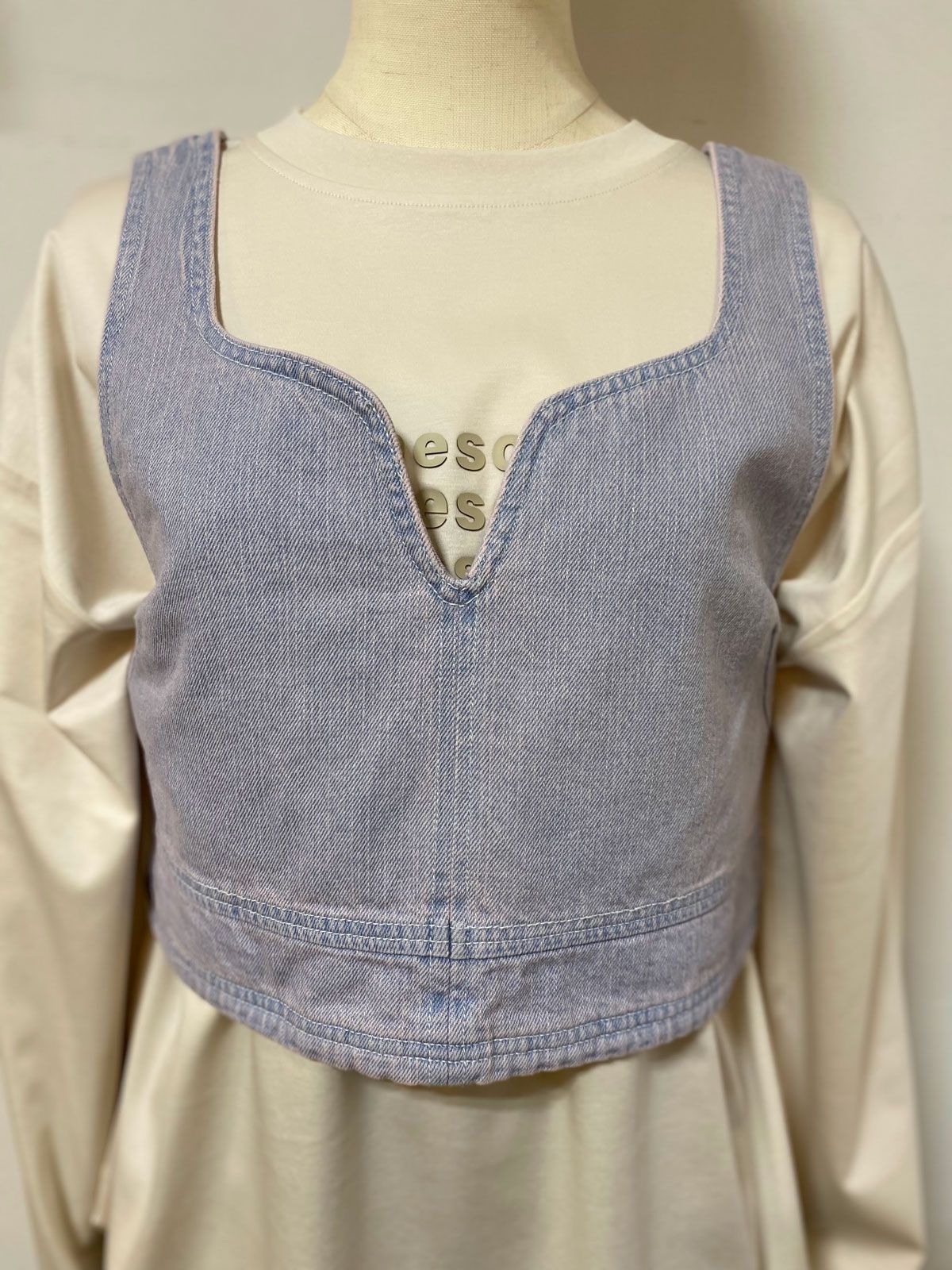 スラブデニム ビスチェ ブリーチ