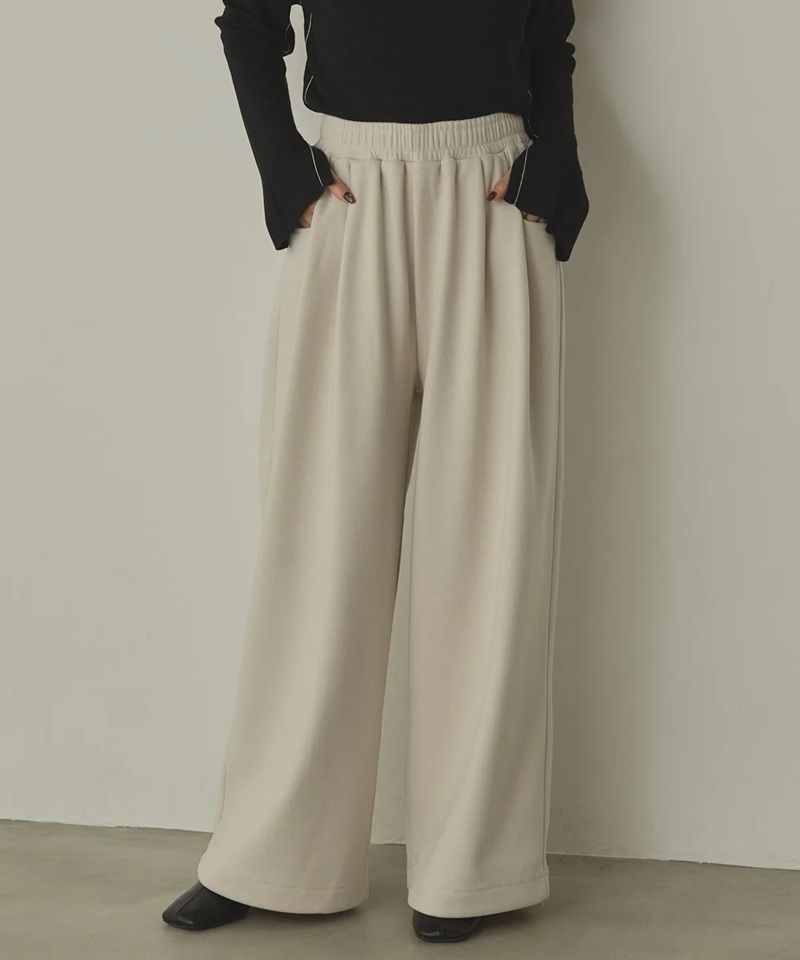 ベロアボンディング スウェットワイドパンツ アイボリー