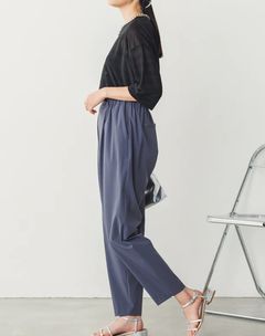 接触冷感テーパードパンツ インクブルー