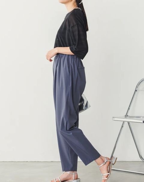 接触冷感テーパードパンツ インクブルー