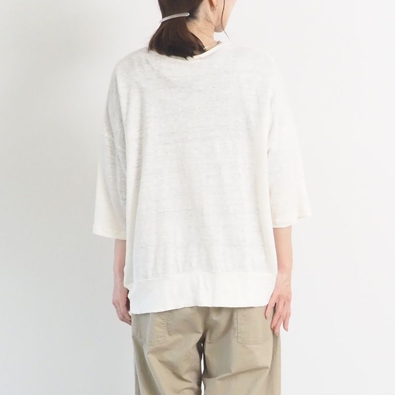 スラブリネンオーバルカーディガン オフホワイト