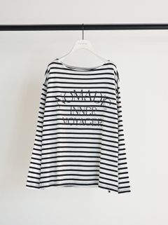 [8461-104KK] ボーダープリントロンTee ホワイト/ブラック