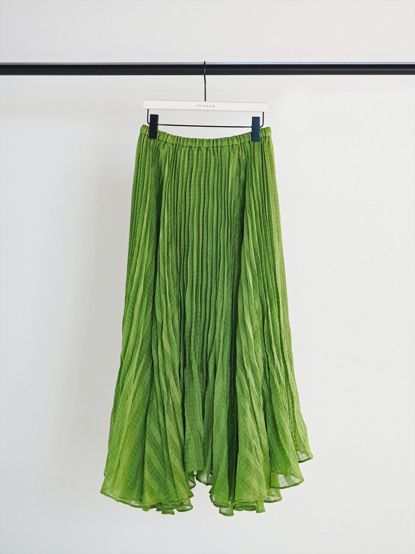 [2961-029MK] シアーチェックプリーツSK グリーン