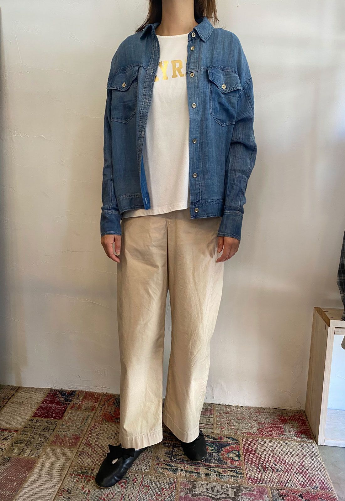 SHEER DENIM OVERSHIRT ライトブルー