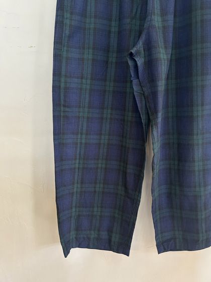 綿麻チェックノッポパンツ グリーンチェック