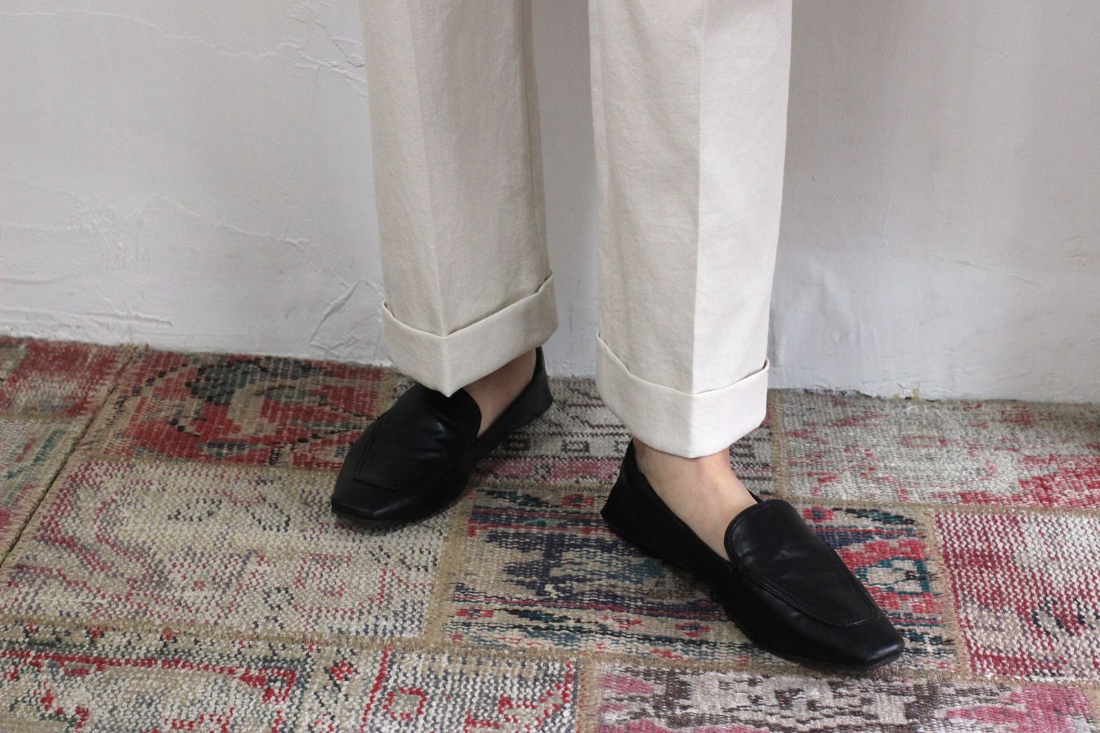 テーパードワイドパンツ ネイビー