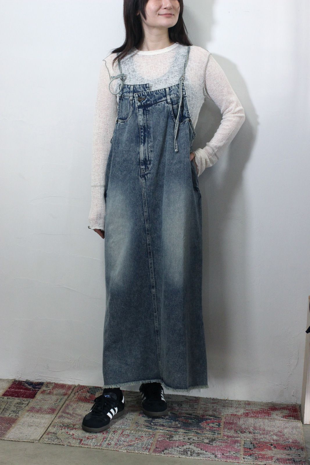 デニム/ツイル ジャンパースカート インディゴブルー