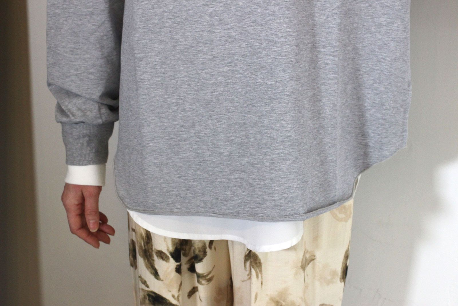 ミニ裏毛トップス 杢グレー