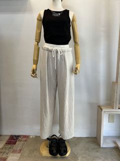 ストライプワイドストレートパンツ アイボリー