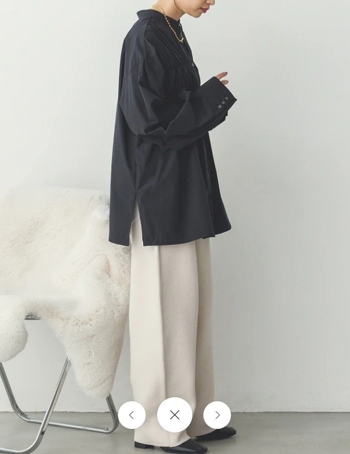 前後2WAYコットンライクシャーリングシャツ ブラック