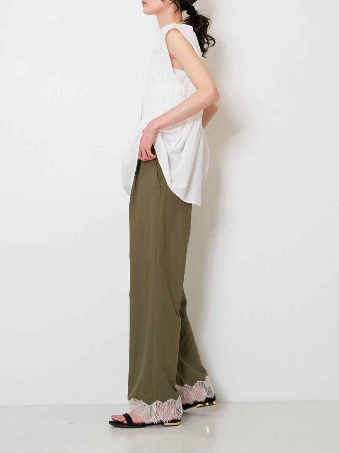 [3563-682NH] レースサテンイージーPT ブラック