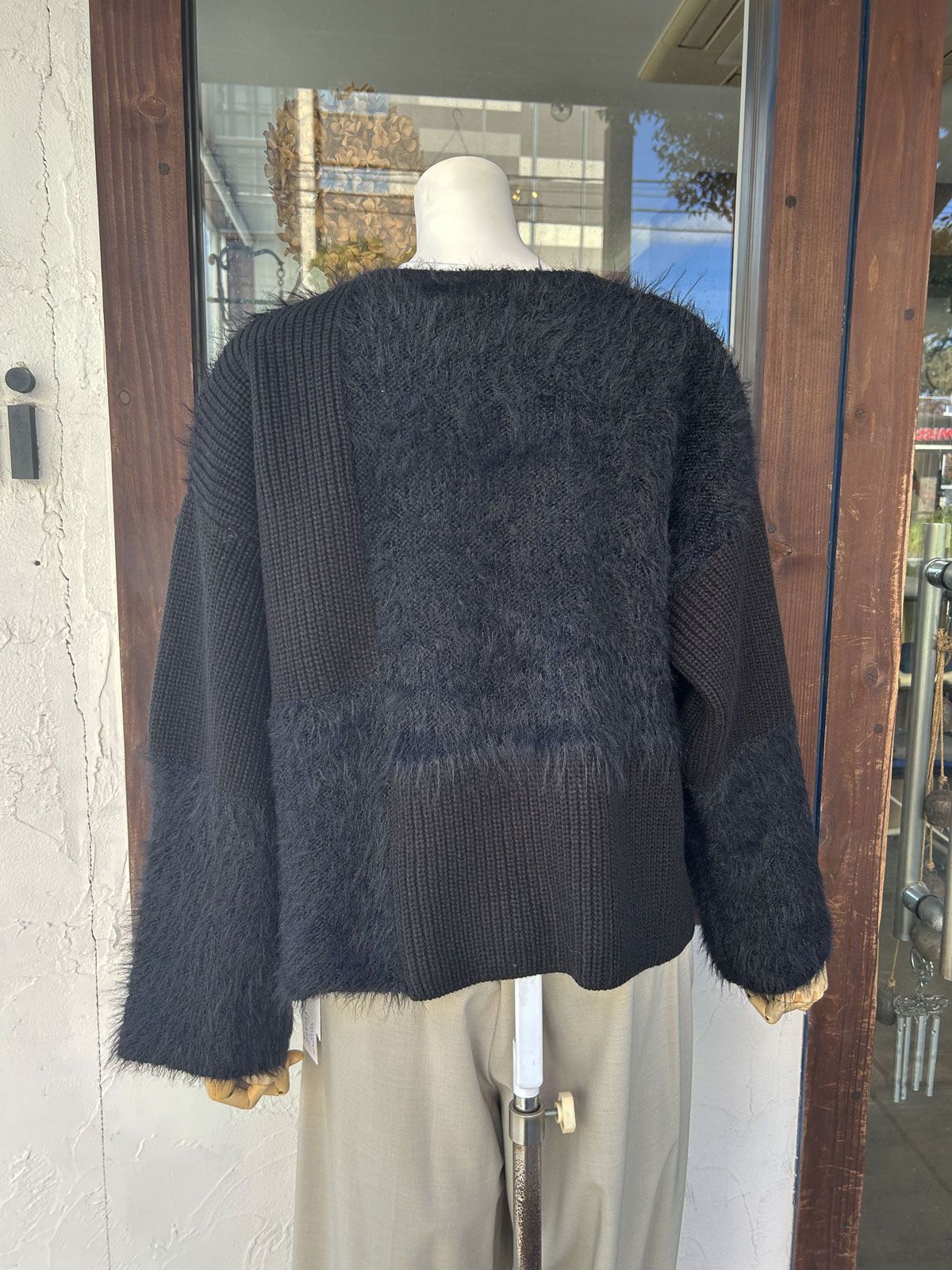 [9855-302JR] 編地MIXニットPO ブラック