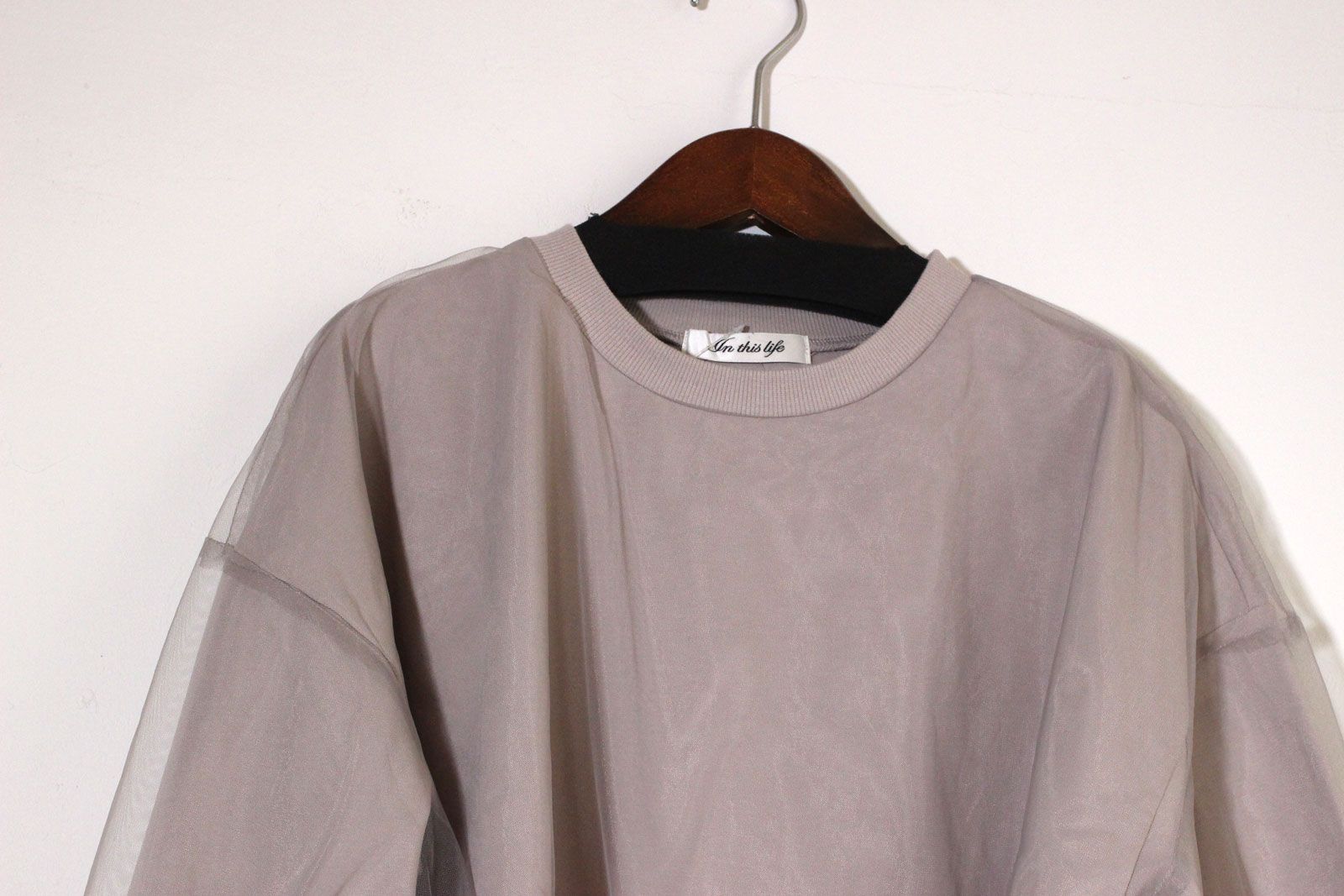 レイヤーチュールトップス ライトグレー