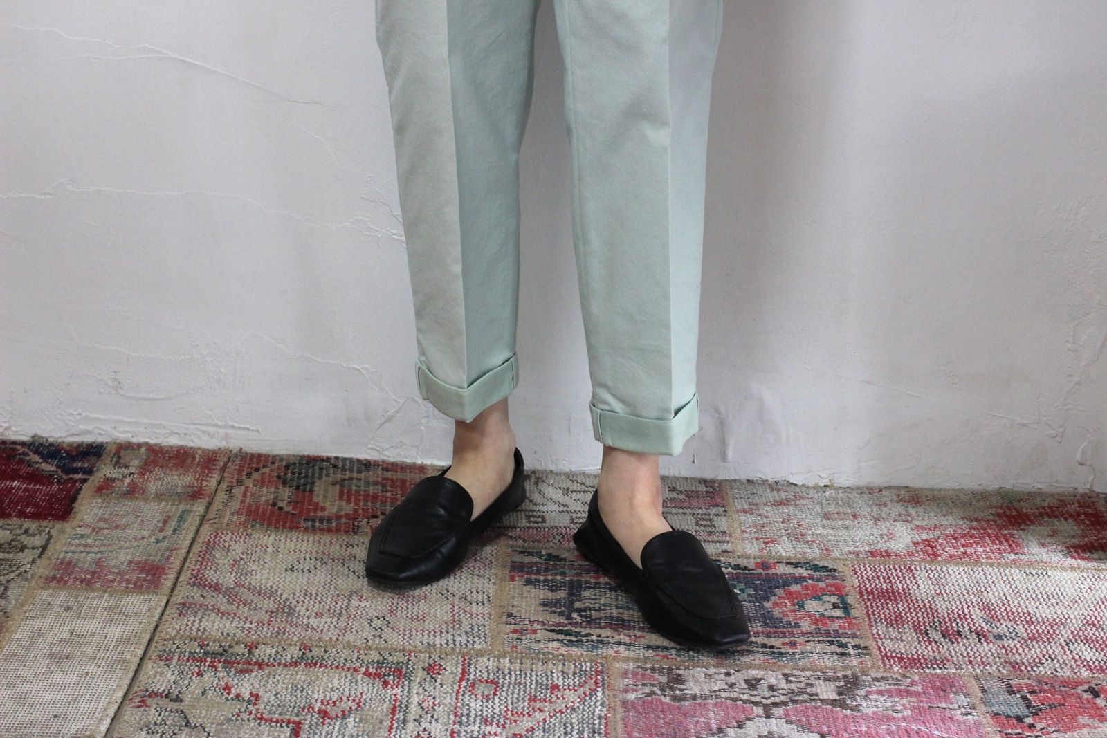 ワンウォッシュカラーデニムベーカーパンツ グリーン