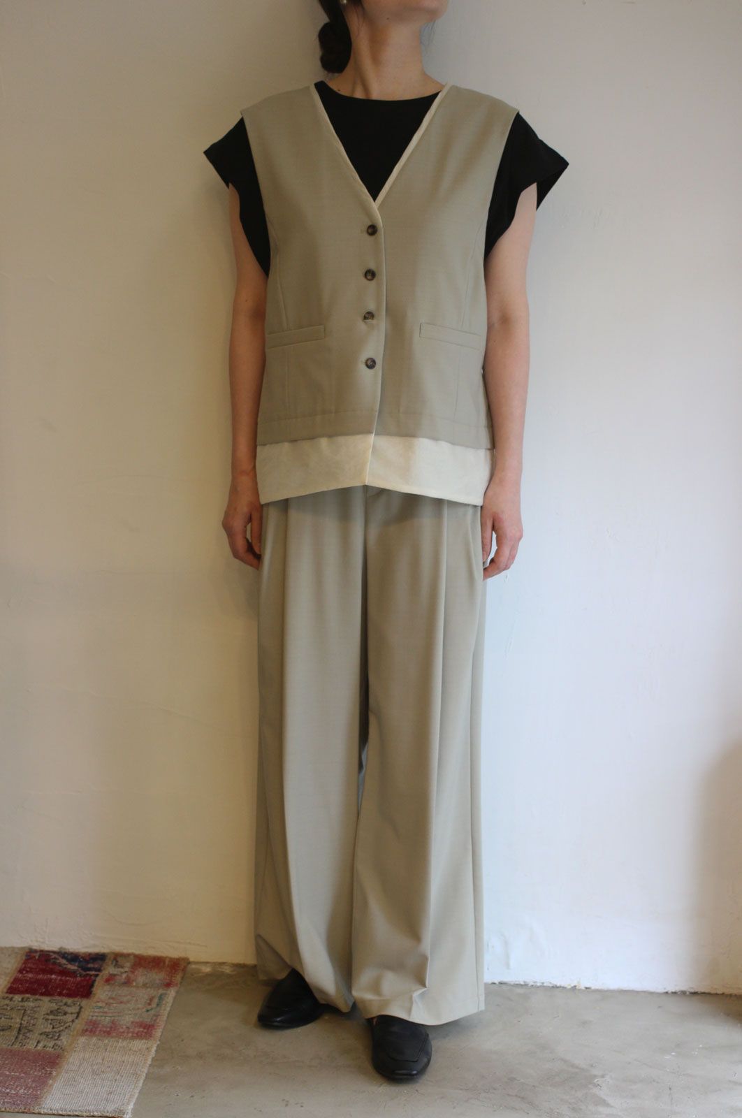 [4653-341MK] レイヤーベスト ベージュ
