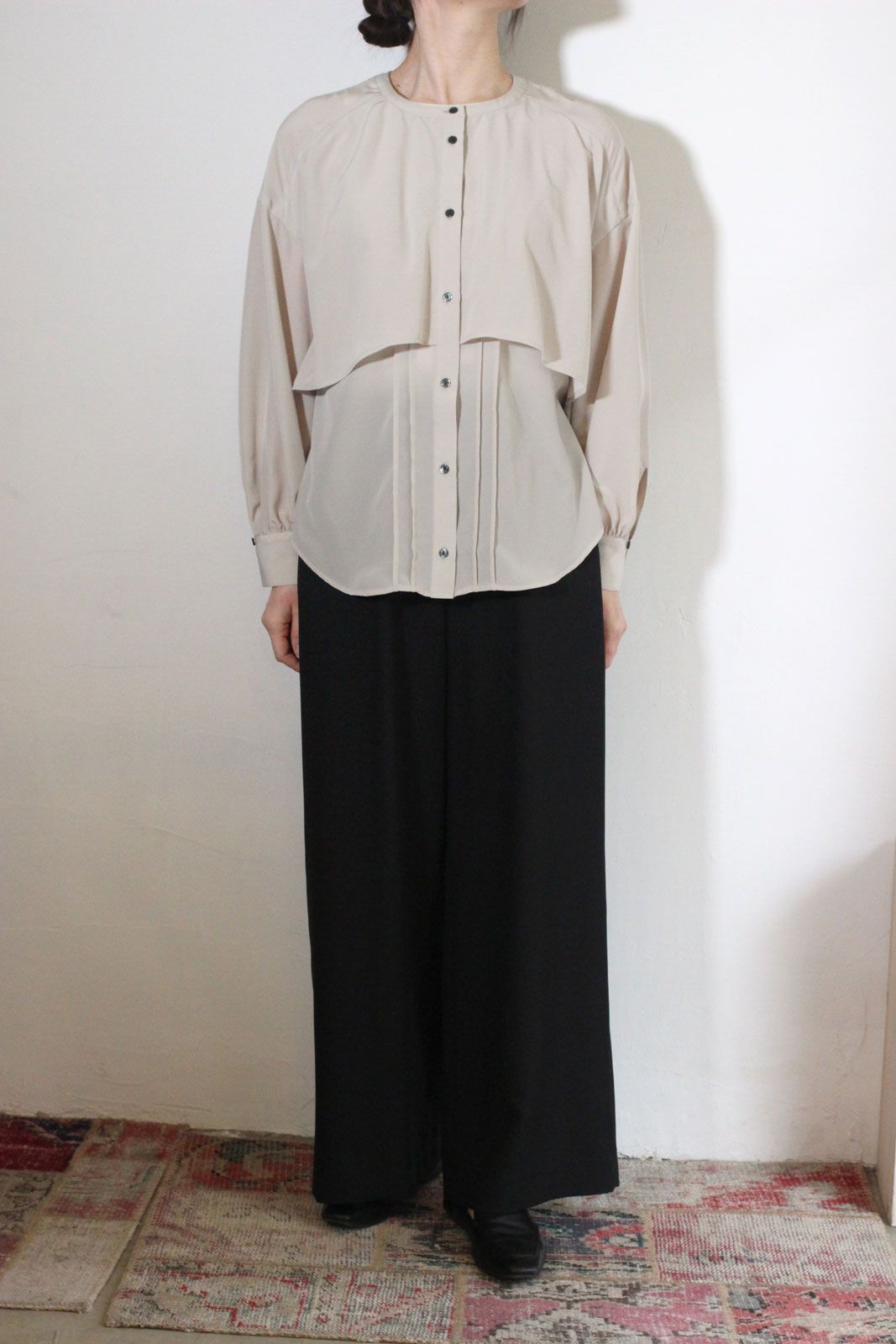 ソフィーツイルストレッチワイドイージーパンツ ブラック