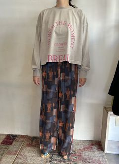 ジョーゼット柄イージーパンツ ブラウン