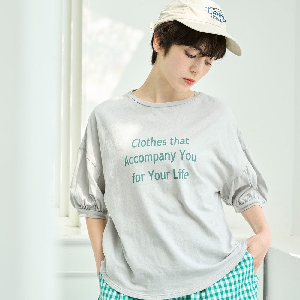 ClothesプリントT ライトグレー