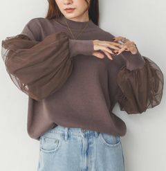 やわもちヤーンチュールドッキングニット ブラウン