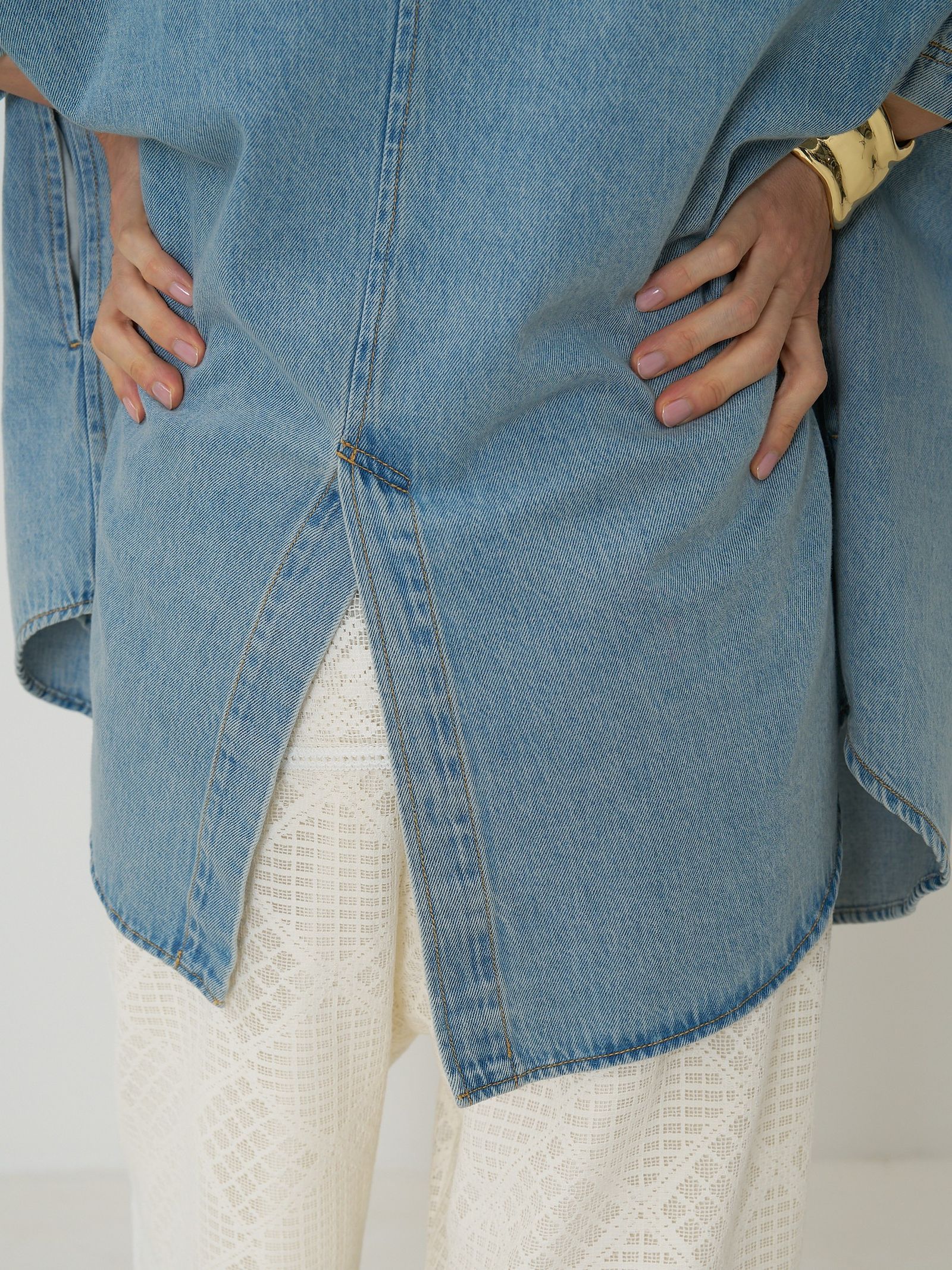 [4861-041BT] ハーフスリーブデニムJK ライトブルー