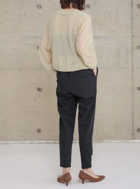 ハイテンションストレッチルーズテーパードパンツ ブラック