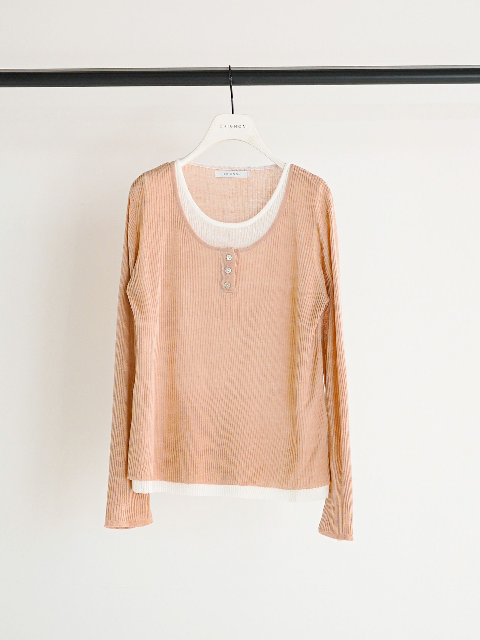 [9561-089GS] タンクレイヤードニット ピンク