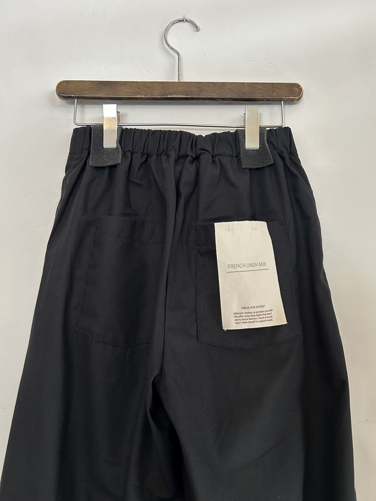 フレンチリネンワイドパンツ ブラック