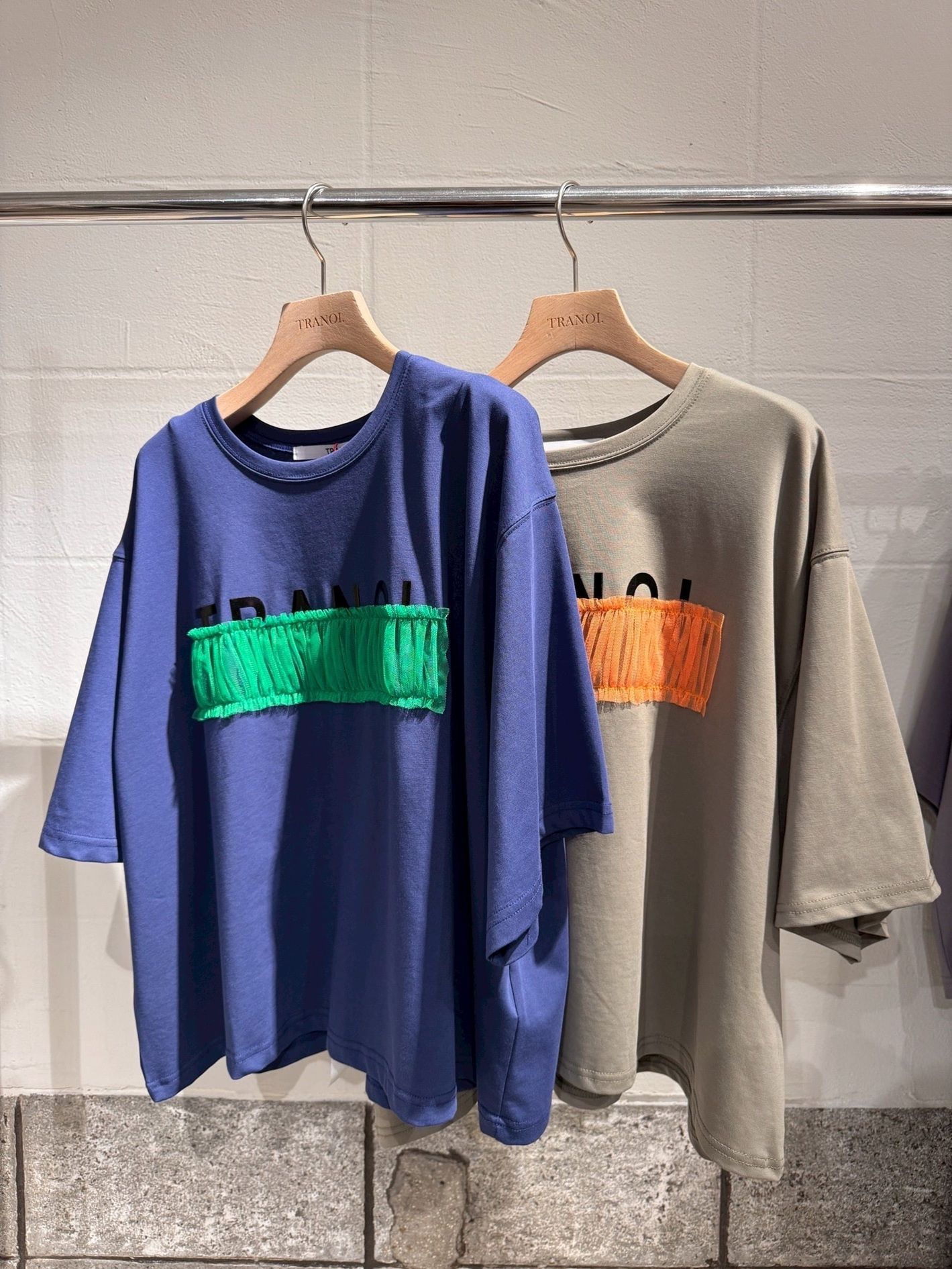 tulle bar TRANOI. wide tee ディープブルー