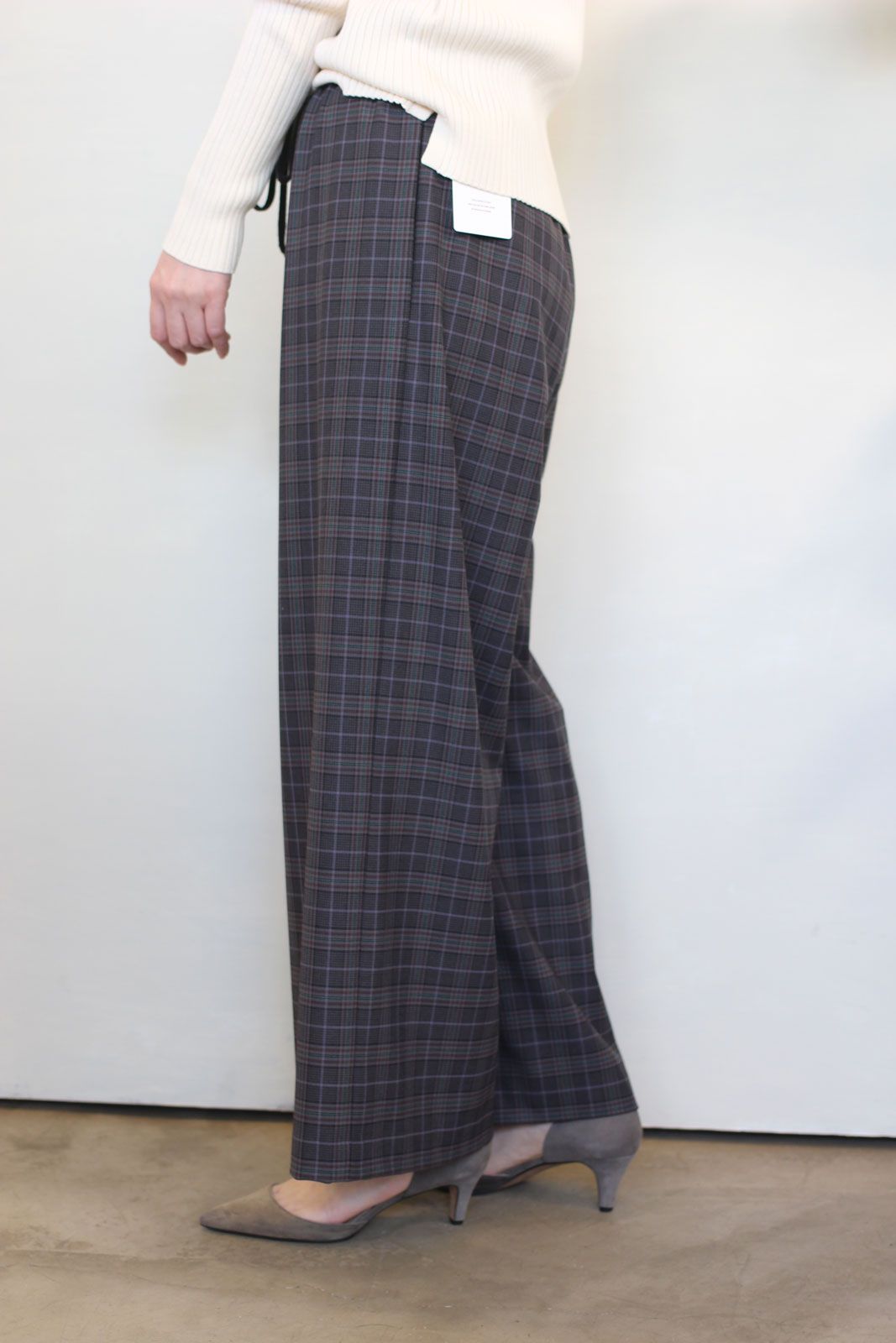 チェックストレートパンツ チャコール