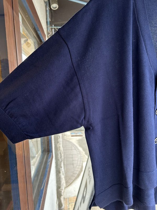 綿レーヨンシルクタックカーディガン ネイビー