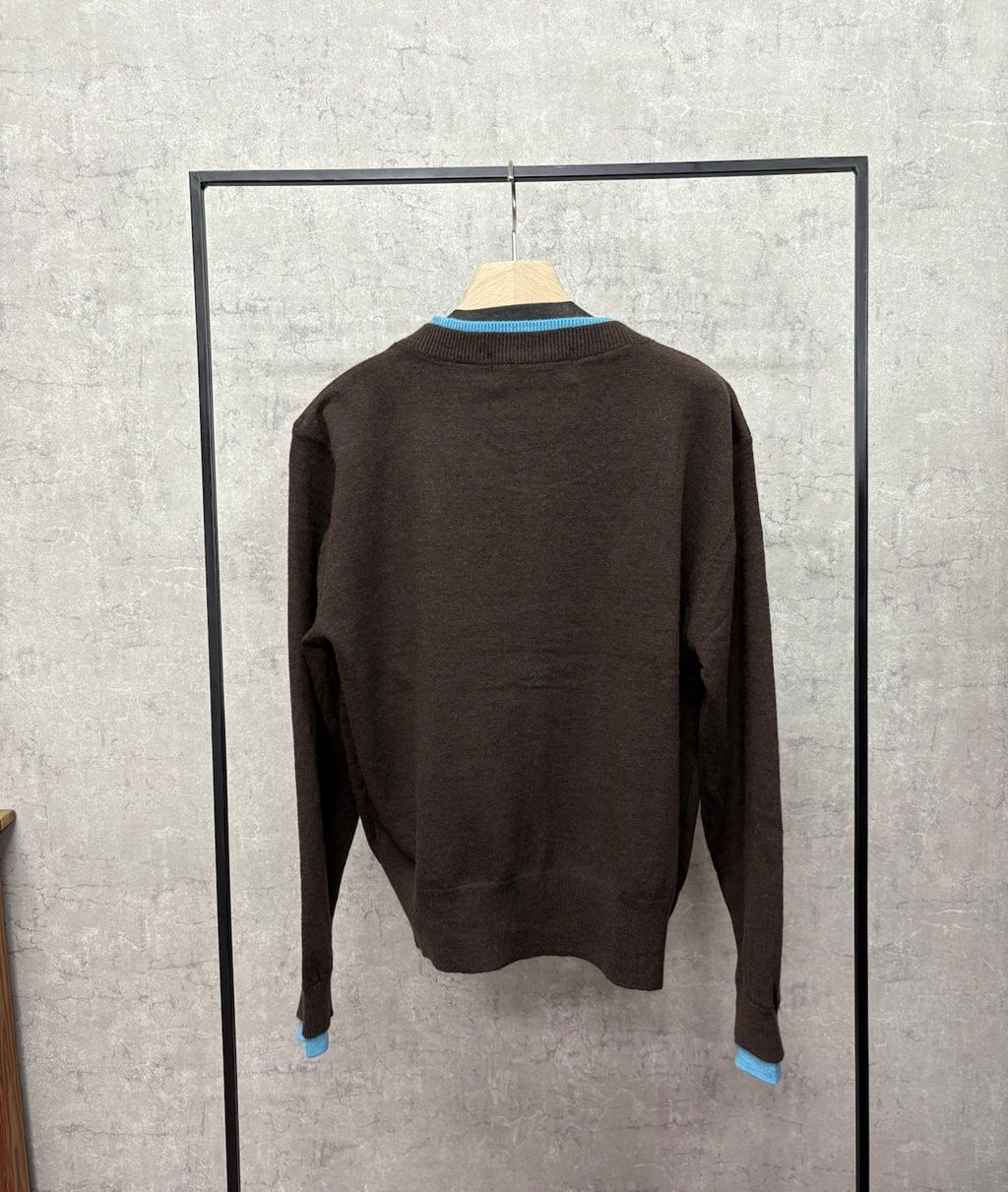 バイカラーレイヤードニットカーディガン ブラウン